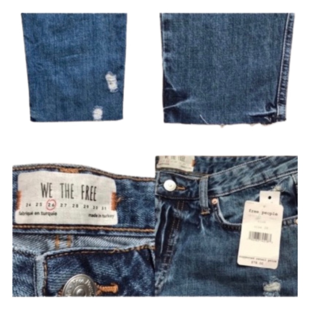 NWT Free People Distressed Button Fly Jeans Size 26 - Picture 10 of 10